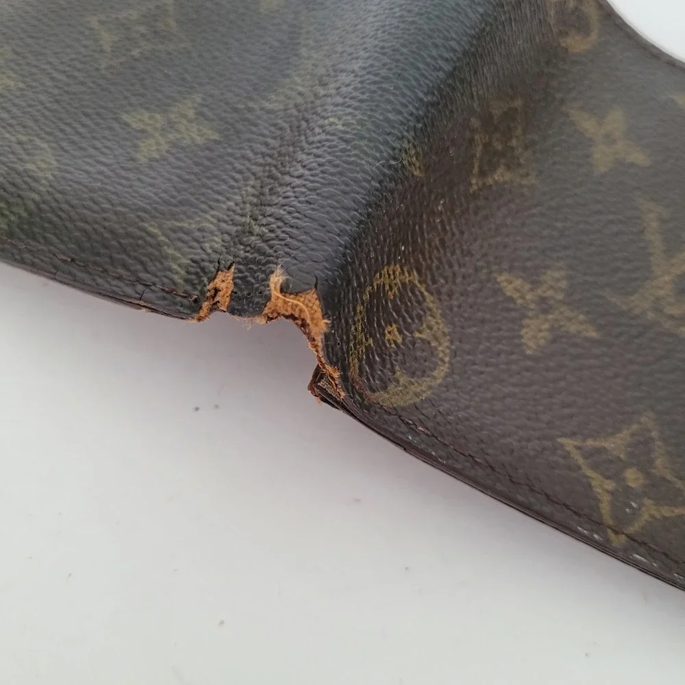 Louis Vuitton Monogram Bifold Wallet Brown Canvas Coin Pocket Made in Spain